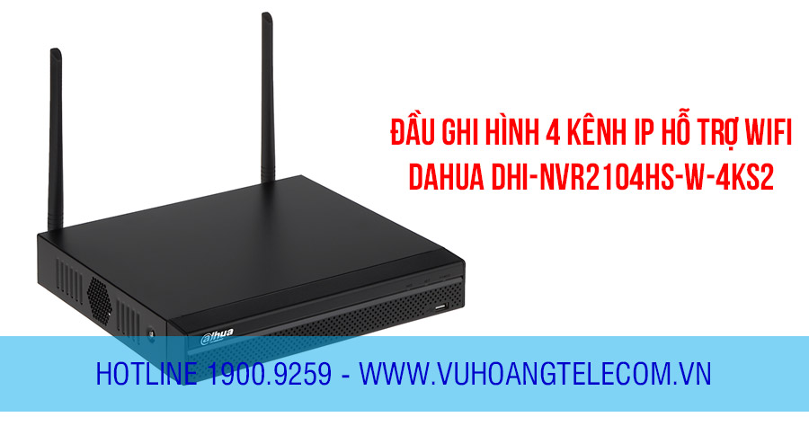 Đầu ghi hình 4 kênh IP hỗ trợ Wifi Dahua DHI-NVR2104HS-W-4KS2